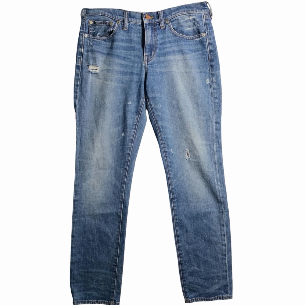 Madewell Slim Boyjean Jeans Womens 28 Distressed Boyfriend Denim Blue